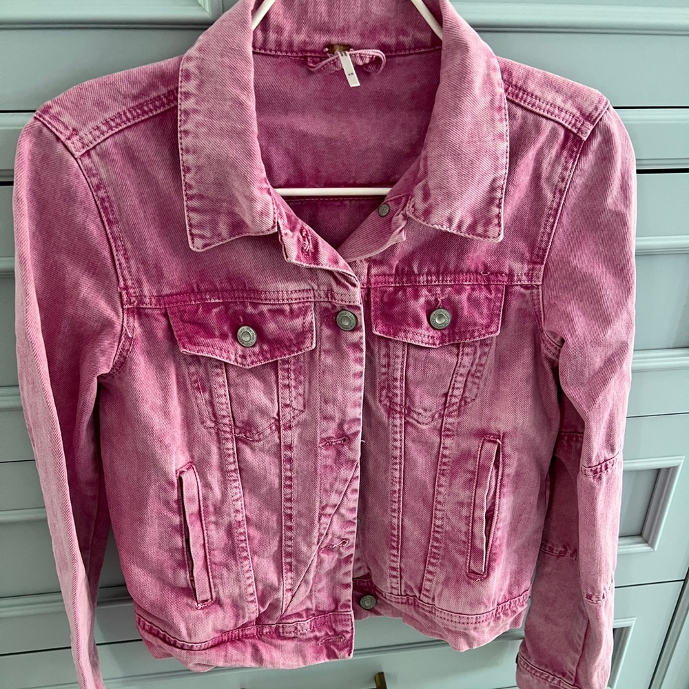 Free People Rumors Pink Jean Jacket size XS